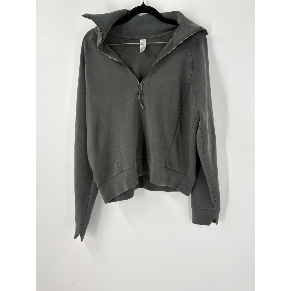 Spanx AirEssentials Half Zip Pullover Sweatshirt Dark Olive Green Size Medium